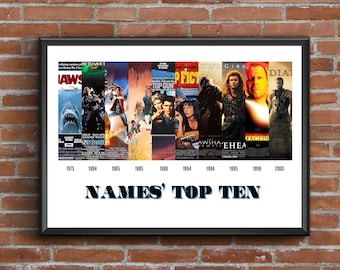 Custom Top 10 Films Print - Your Choice of Films