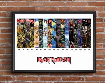 Iron Maiden Discography Print – Album Art Timeline Wall Decor