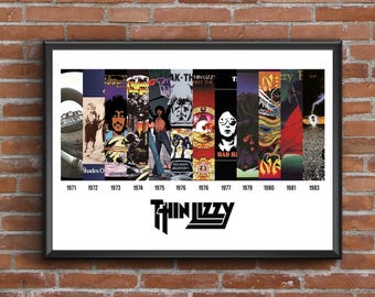 Thin Lizzy Discography Print – Album Art Timeline Wall Decor