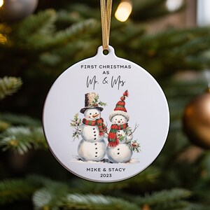 First Christmas Married Ornament, First Year Married Ornament, Mr and Mrs Ornament, Personalized Christmas Ornament, First Christmas Married