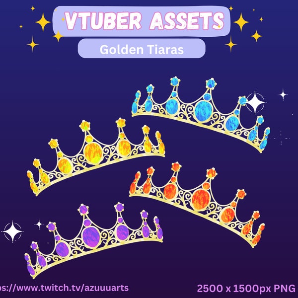 Vtuber Assets Golden Tiara crown PNG kawaii/cute/pretty