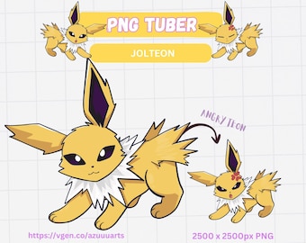Jolteon PNGTuber Avatar | Reactive PNG VTuber Asset | Cute Electric Fox PNGTuber | Twitch Streamer Model | Instant Download