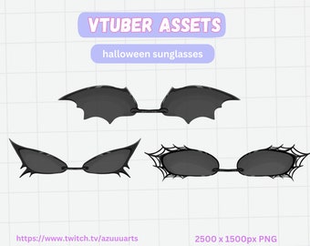 Halloween Goth Sunglasses PNG Asset | Punk VTuber Accessory | Edgy Black Shades Overlay for Streamers & PNGTubers