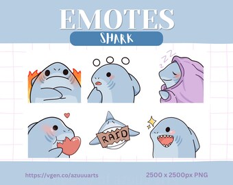 Shark Emotes Pack, Cute shark Emotes for Twitch Streamers & Discord, Static VTuber Emotes, Digital Download PNG