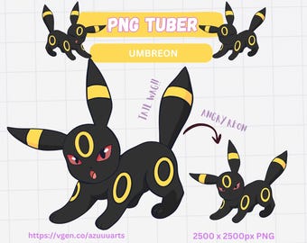 Umbreon PNGTuber Avatar | Reactive PNG VTuber Asset | Cute Dark Fox PNGTuber | Streamer Model for Twitch Discord | Instant Download