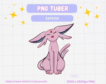 Purple Psychic Cat PNGTuber | Pokemon Espeon inspired | Cute Animated PNG Avatar for Streamers | Kawaii Cat VTuber Model Download