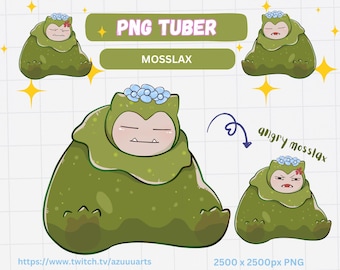 Mosslax snorelax moss PNGtuber Model: moss pokemon pokopia Chibi Vtuber (Ready to Use)