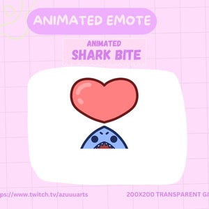 Animated shark heart bite Emote for Twitch or Discord, cute shark bite Emote, shark heart , Animated Emote