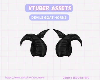 VTuber Devil Horns: Black Curly Goat Horns, Cozy Stream Asset (Digital Download)