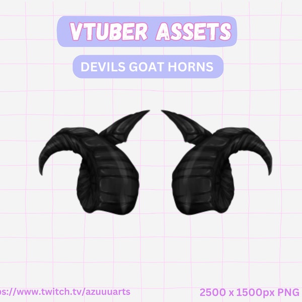 VTUBER Cute Devils Horn, Black curley horn, Cozy goat horn Set | devil horn | Vtuber Asset stream decoration || digital download