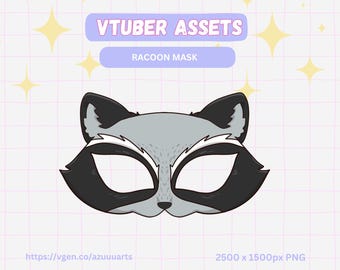 Raccoon Mask VTuber Asset, Halloween Digital Costume, Printable Raccoon Face Mask for Streamers, Instant Download PDF/SVG