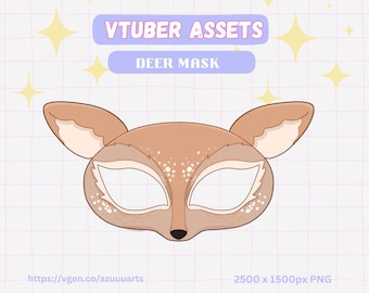 Deer Mask VTuber PNG Asset, Halloween Digital Costume, Printable deer Face Mask for Streamers, Instant Download PDF/SVG