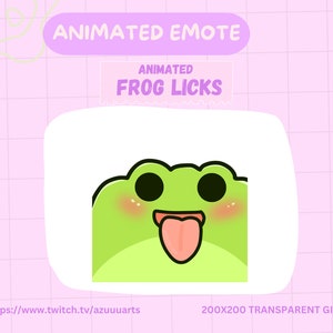 Animated frog lick Emote for Twitch or Discord, cute frog licking Emote, green frog , Animated Emote