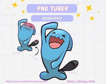 Blue Goofy Wobbuffet Inspired Creature PNGTuber | Cute Funny PNG Avatar for Streamers | Kawaii VTuber Model Download
