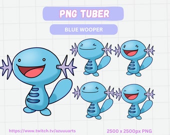 Blue Wooper PNGtuber | Cute Vtuber Model | Chibi | Wooper pokemon | Twitch | Youtube | Stream PNG Tuber Ready To Use