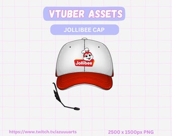 VTuber Jollibee Fast Food Worker Cap PNG Asset | Red Uniform Hat for VTuber & PNGTuber | Cute Restaurant Theme Overlay