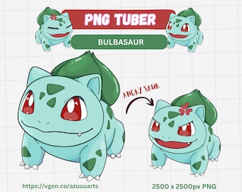 Bulbasaur PNGTuber | Cute Plant Monster VTuber Avatar | Reactive PNG for Twitch & Discord | Kawaii Gaming Streamer Asset | Instant Download