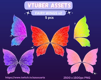 Fairy Wing Set of 5 PNG Assets | Cute VTuber & PNGTuber Accessories | Magical Fantasy Overlay for Streamers
