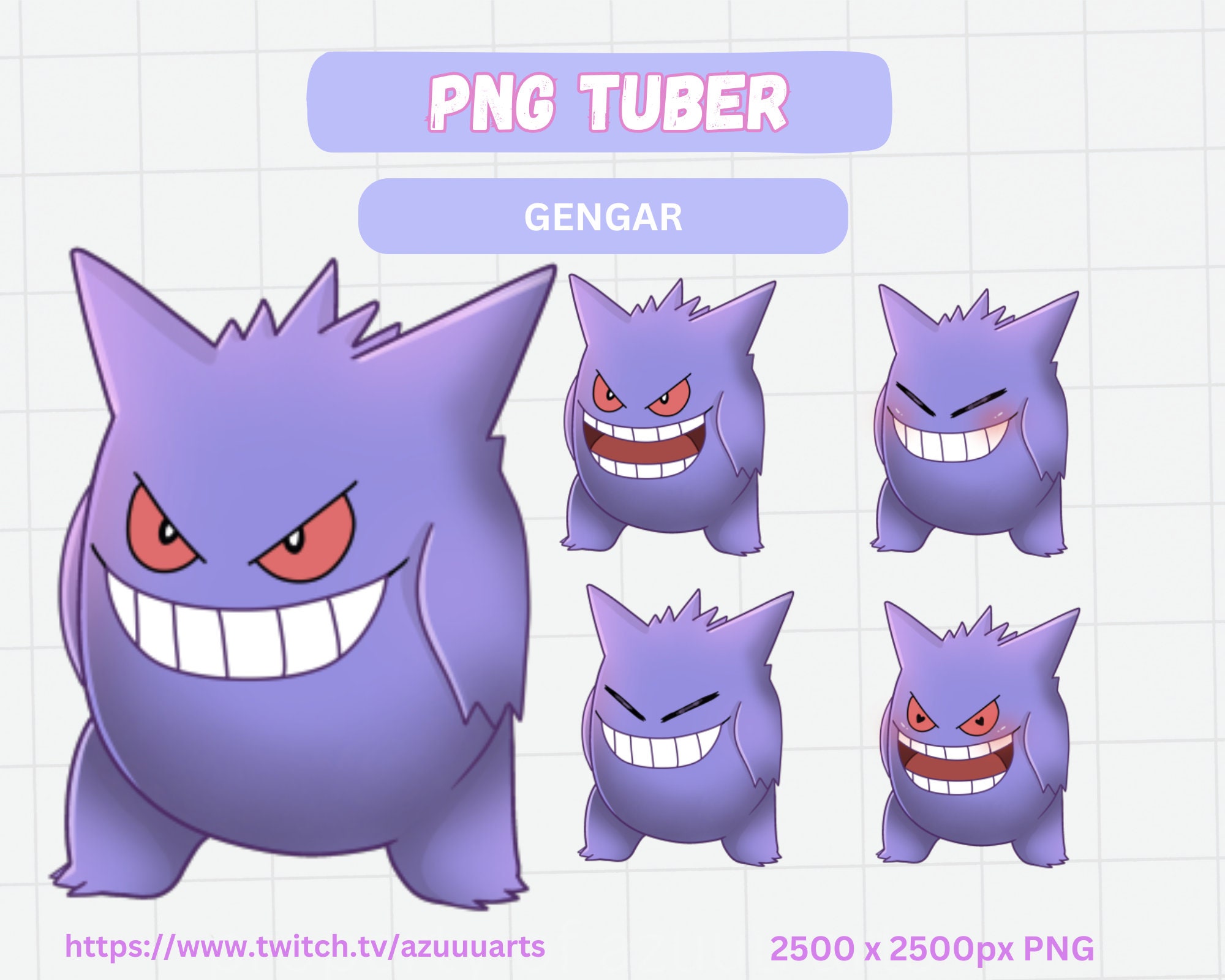 Gengar PNGtuber | Cute Vtuber Model | Chibi | pokemon| Twitch | Youtube | Stream PNG Tuber Read to use