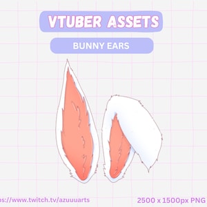 VTUBER Cute Bunny ears, white fluffy ears, Cozy easter bunny ears Set | rabbit ears | Vtuber Asset stream decoration || digital download