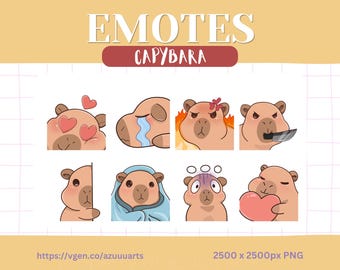 Capybara Emotes Pack, Cute Capybara Emotes for Twitch Streamers & Discord, Static VTuber Emotes, Digital Download PNG
