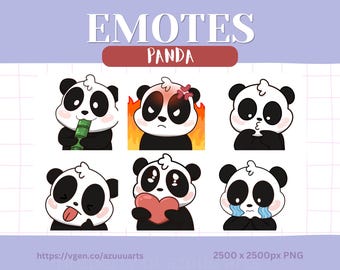 Panda Emotes Pack, Cute panda Emotes for Twitch Streamers & Discord, Static VTuber Emotes, Digital Download PNG