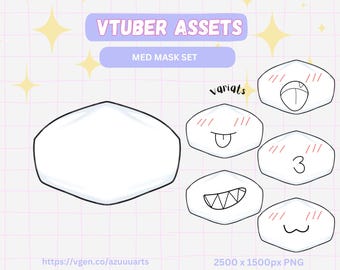 Cute Medical Mask VTuber Asset | Doodle Face Mask PNG | VTube Studio Accessory | Live2D Avatar Prop | Digital Download