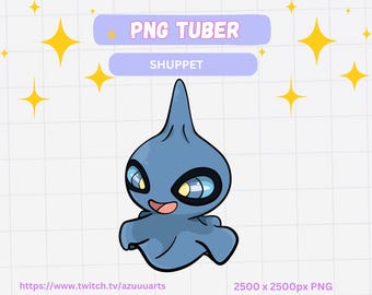 Purple Psychic puppet PNGTuber | Pokemon Shuppet inspired | Cute Animated PNG Avatar for Streamers | Kawaii Cat VTuber Model Download