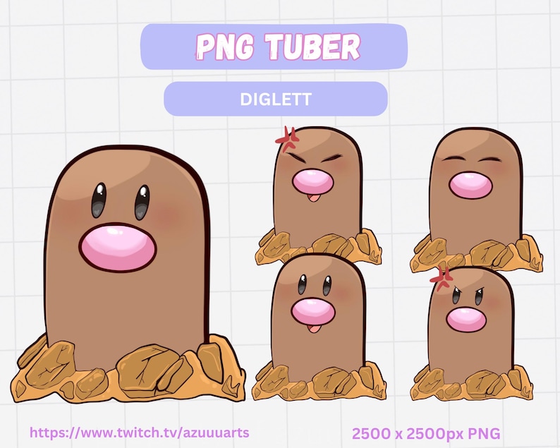 Diglett Inspired Pngtuber Cute Mole Creature Pngtuber | Funny Brown PNG ...