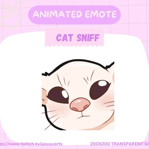Animated White Cat Sniff Emote: Twitch/Discord (200x200 GIF)