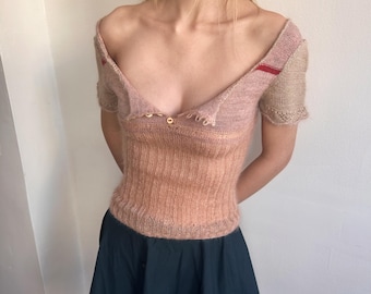 Babydoll Blouse Knitting Pattern- PDF Download- Bone Buttons