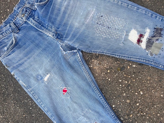 Mended & Repaired Thrashed 70s Levi’s Orange Tab