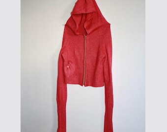 Silk & Wool Handmade Knit Hoodie in Barbie Pink