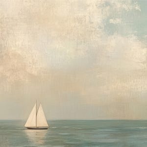 a painting of a sailboat in the ocean
