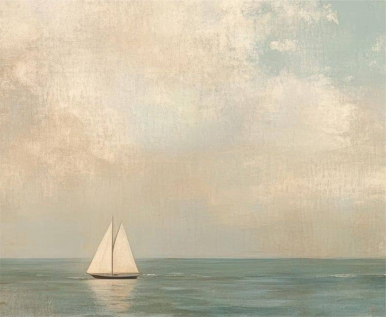 a painting of a sailboat in the ocean