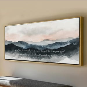 Christian Wall Art, Isaiah 41:10 Do Not Fear Scripture Canvas Print, Minimalist Mountain Bible Verse Artwork, Faith-Based Home Decor