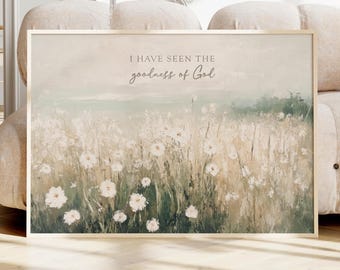 Goodness of God Wall Art: Wildflower Coastal Landscape, Christian Decor
