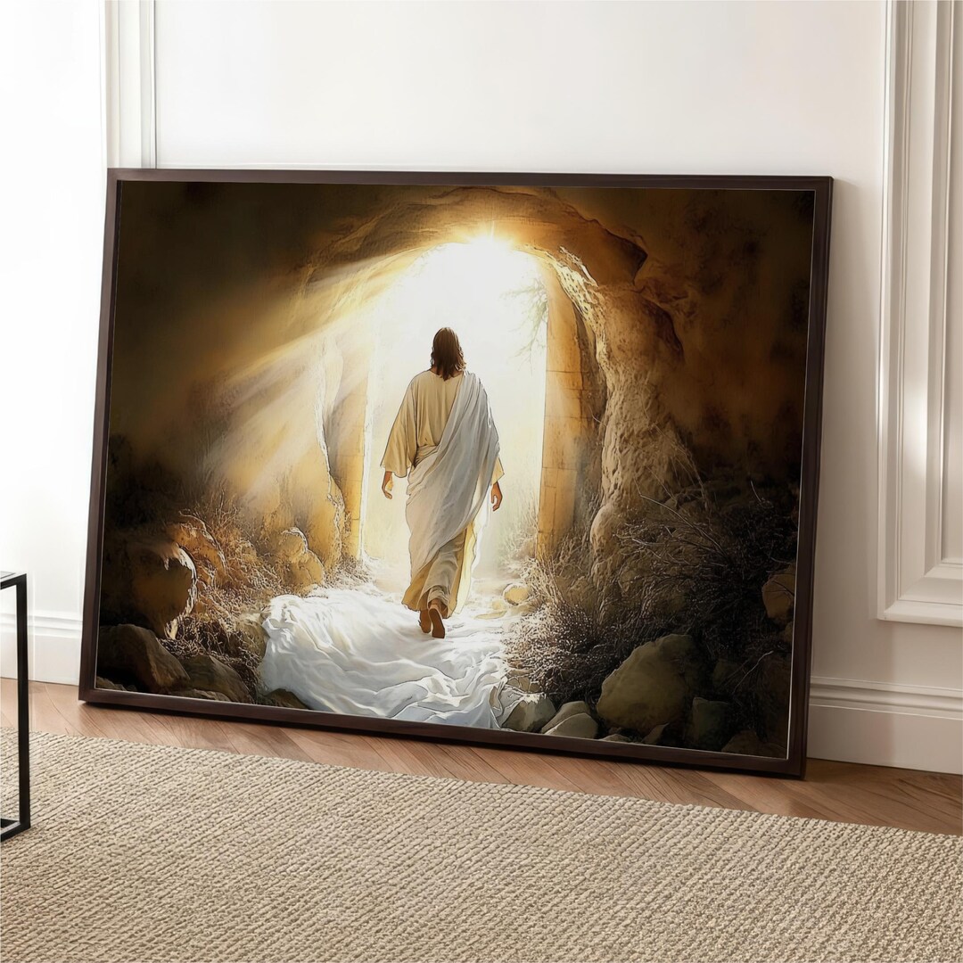 Jesus Resurrection Empty Tomb Wall Art, Landscape He is Risen Christian ...