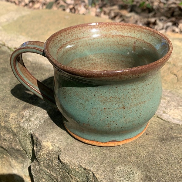 8 oz, handmade sage green stoneware mug, pottery coffee mug, handmade tea cup, made to order