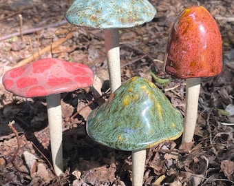 Decorações de estaca de cogumelo de cerâmica, para jardins ao ar livre, núcleo de fadas, núcleo de casa de campo, decoração de jardim, decoração da natureza