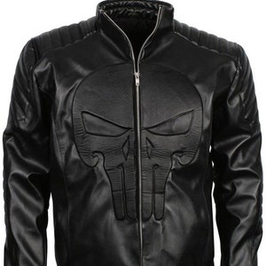 Skull The Punisher Thomas Jane Skull Veste en cuir pour hommes