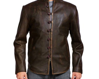 Handmade Vintage Distressed Brown Leather Jacket For Men | Genuine Leather Jackets for Men