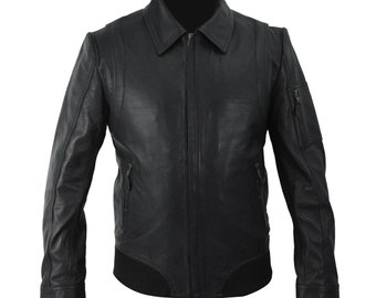 La chaqueta de cuero Rock Dwayne Johnson / Chaqueta de cuero negro original hecha a mano para hombres / Chaqueta de película más rápida