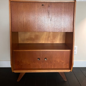 Upgrade Your Workspace With Mid-Century Modern Charm: Stunning 1950s Teak Secretary!