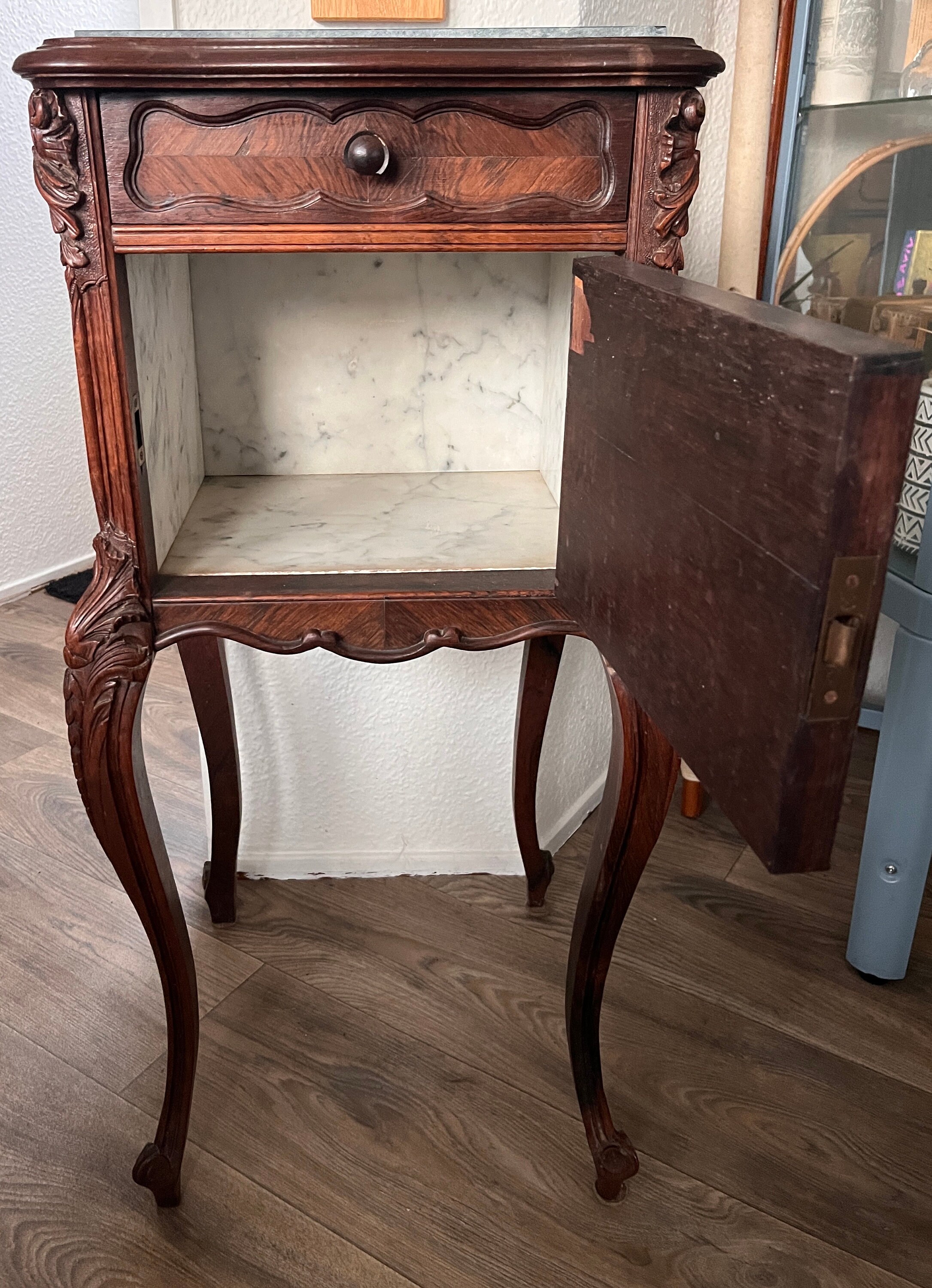 Antique French Bedside Table a Unique Eyecatcher for Your Modern