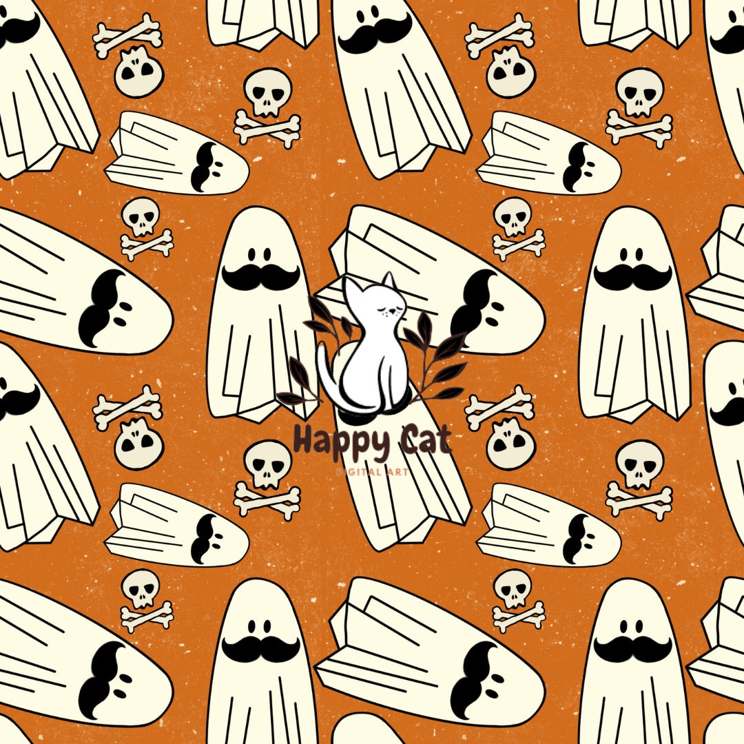 Fghost Patterns Vintage Gentleman Ghost Seamless Pattern, Halloween Seamless File ...