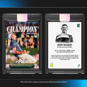 Carte Rory McIlroy Masters 2025 – Hommage en carrière dans le Grand Chelem – Impression de collection golf – Cadeau pour les fans du PGA Tour