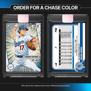 Shohei Ohtani Anime Baseball Karte | 1 von 10 Basis + Gold, Blau, Schwarz Chase Colors | Dodgers Fan Kunst | SP-DH Sammlerstück