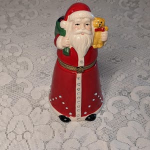 Santa Christmas music box &quot;Jingle Bells&quot; Hand painted porcelain