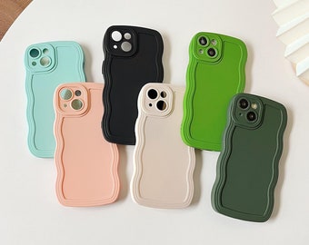 White Wavy Frame Phone Case for 15, 14, 14 Plus, 14 Pro Max | 13 Pro Max | 12 Pro Max, 12 Mini | iPhone 11 Pro Max Perfect Gift